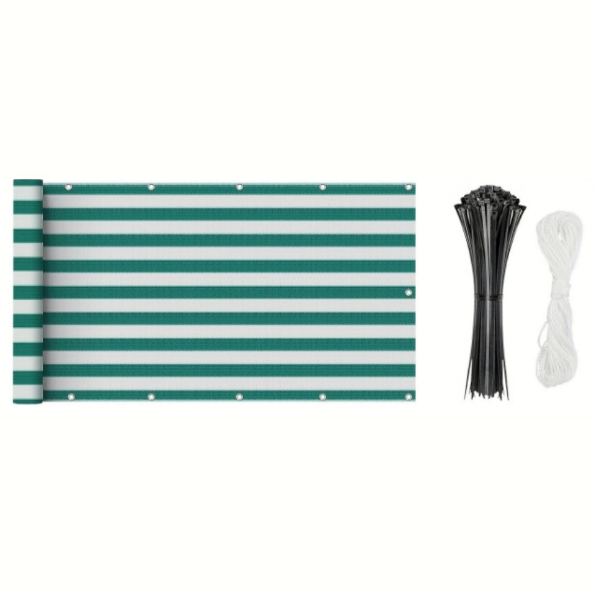 16 ft. Fence in Green and White Stripes with UV Protection and Permeable